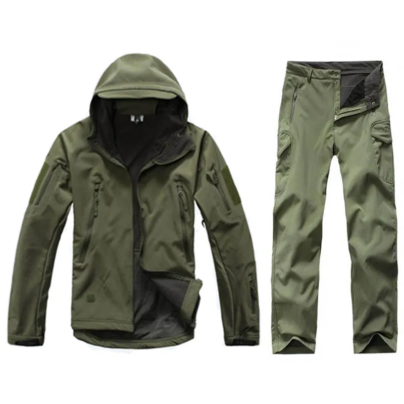 Куртка и брюки Softshell мужские спортивные комплекты водонепроницаемые охотничья