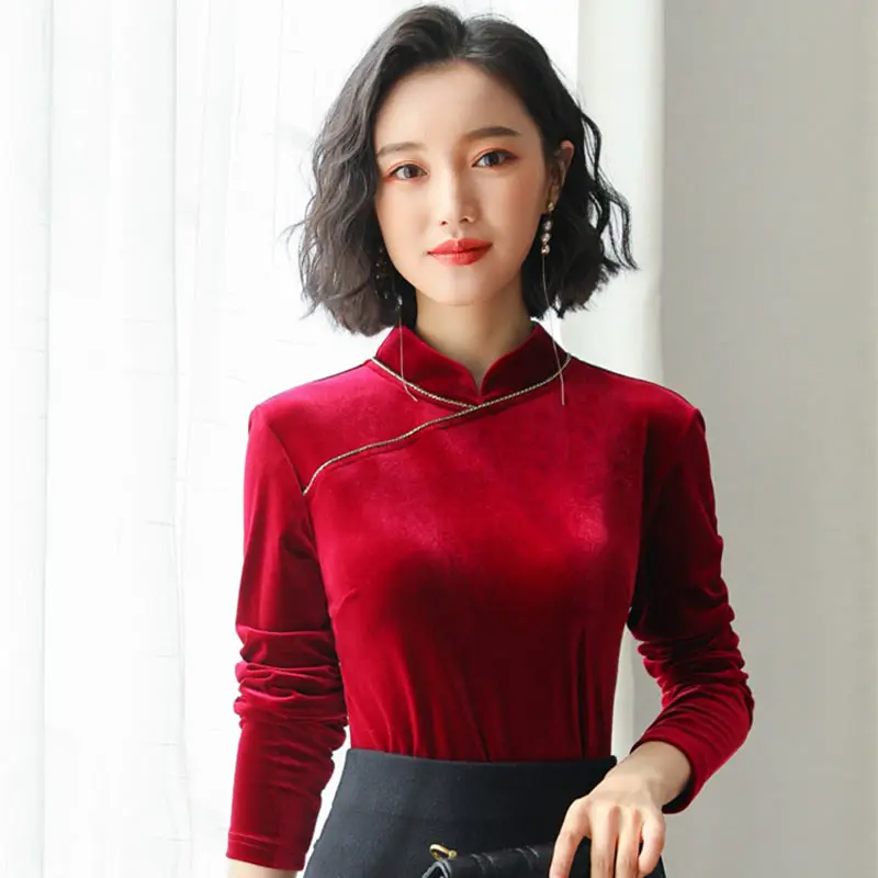 Tenygo женский новый китайский стиль Ретро Бархат с длинным рукавом чайный костюм