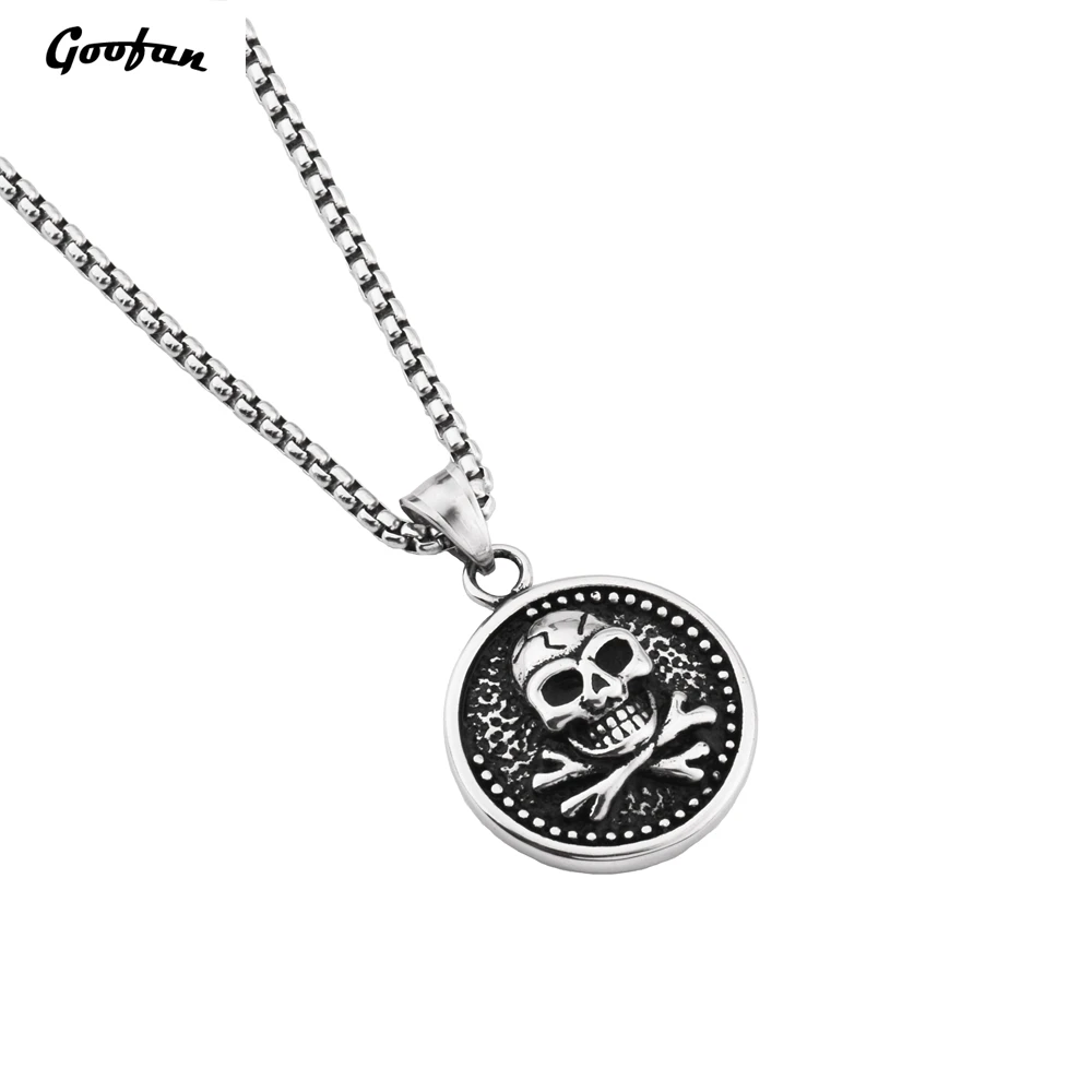 2017 Новинка хип хоп Goofan Скелет круглый кулон ожерелье из нержавеющей стали модные