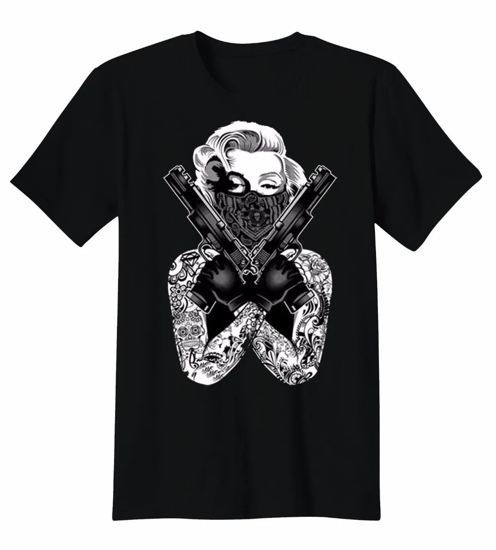 Юмор Футболки для девочек с круглым вырезом пикантные Мэрилин Монро Бандитский