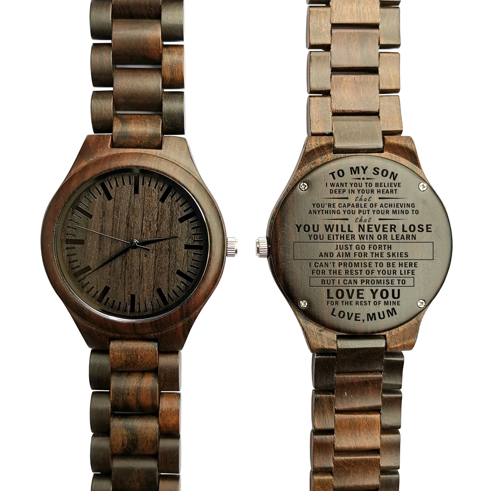 

Wooden Watch Wood Watch Engraved Watch Mom To Son Believe Deep Capable Achieving Your Mind To Love Your Rest of Mine You Will Ne