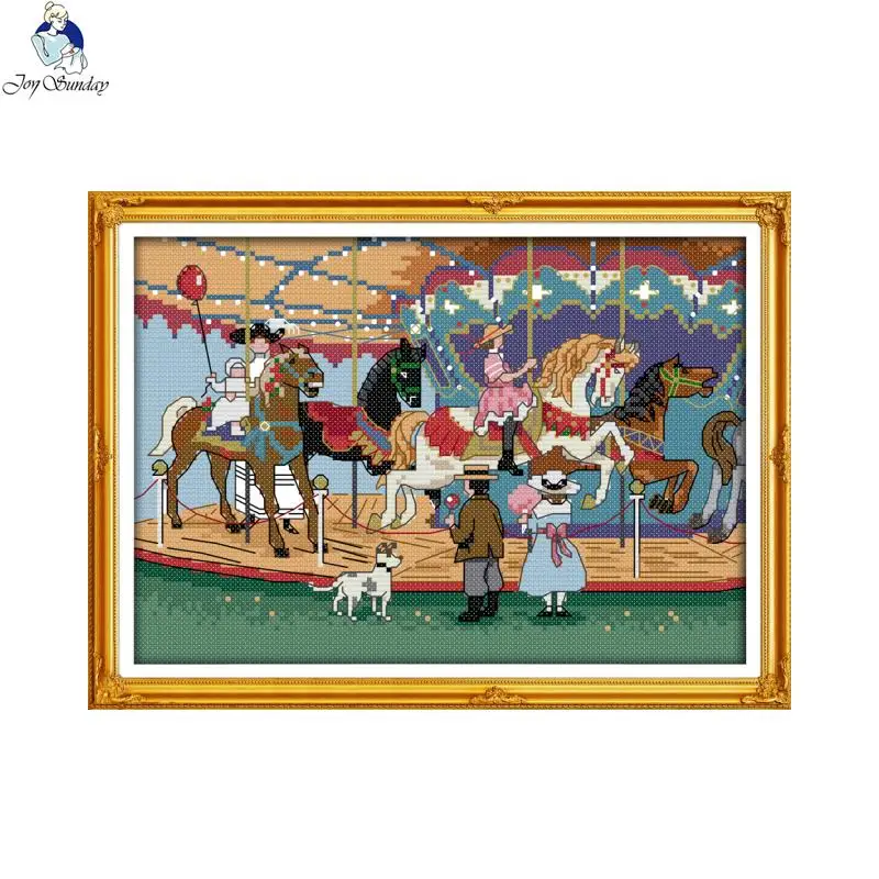 Набор для вышивки крестиком Joy Sunday карусель 2 предмета|joy sunday|cross stitch kitscross set needlework |