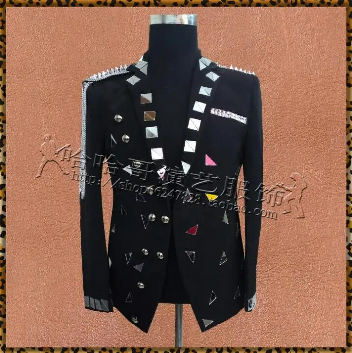 

Hot high quality New men's mirror small suit Coats Nightclub bar male singer lens Blazer costumes stage sequins show suits S-3XL
