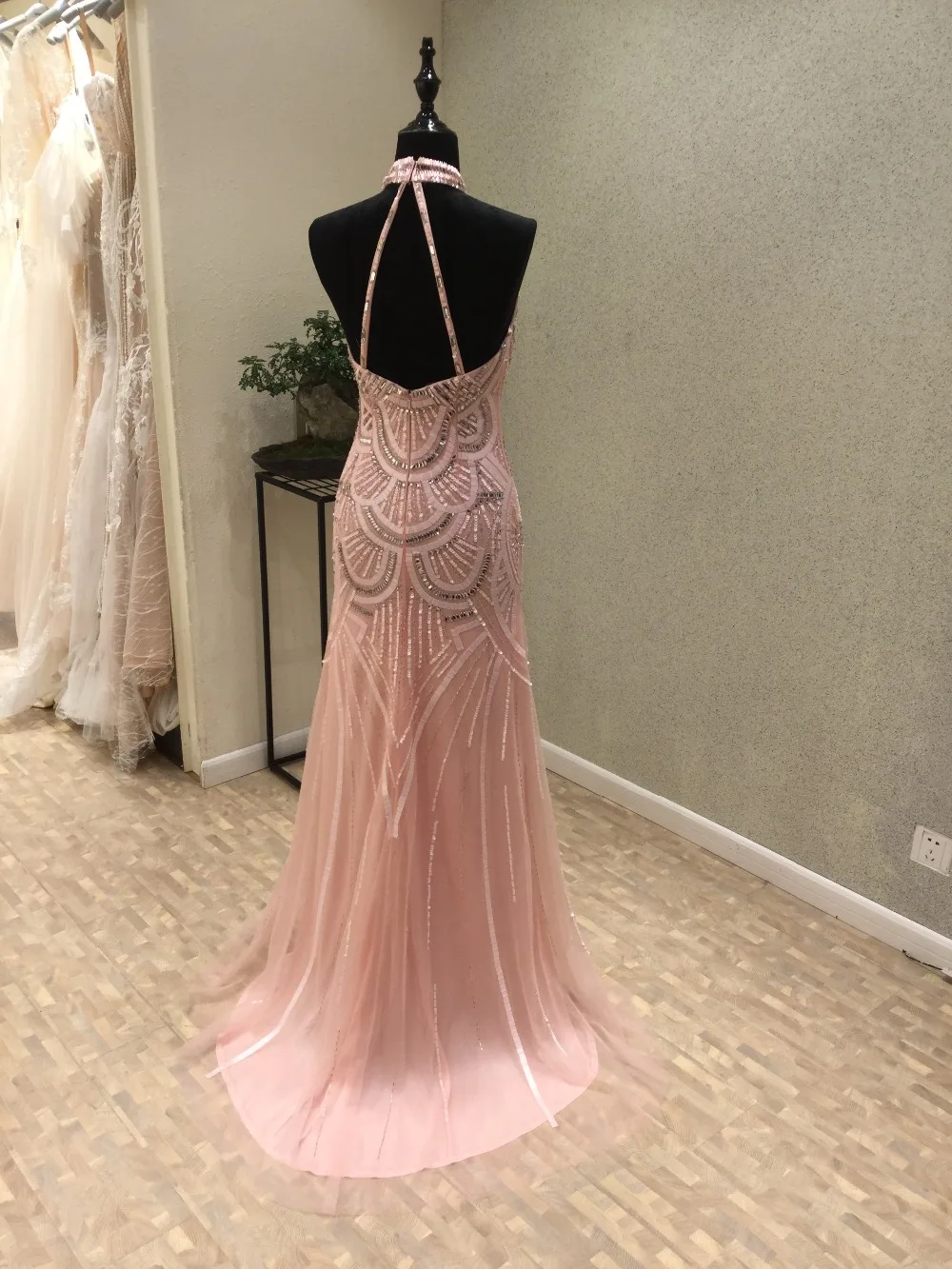 Vestidos de festa New Style Mermaid Prom Dresses 2020 High Neck Sleeveless Floor Length Beading Tulle Evening Dresses