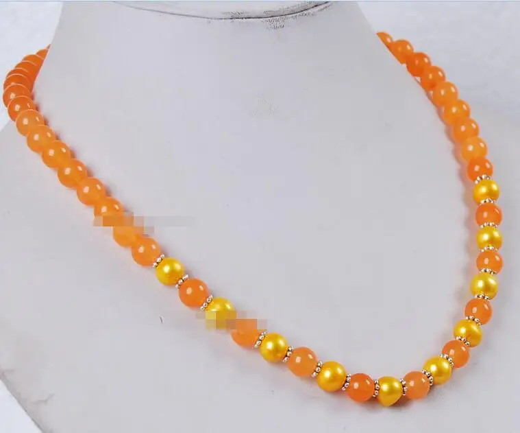 FREE SHIPPING&gt&gt&gt Many color can choose New of Akoya Cultured Pearl/Orange Round Beads Necklace 18&quot | Украшения и