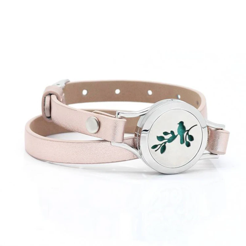 Rose Gold 160 Многослойный браслет, мужские кожаные браслеты, магнитная обёрточная бумага, эфирное масло, рассеивающий медальон, браслеты и браслеты, свадебный подарок - Окраска металла: Rose Gold 160