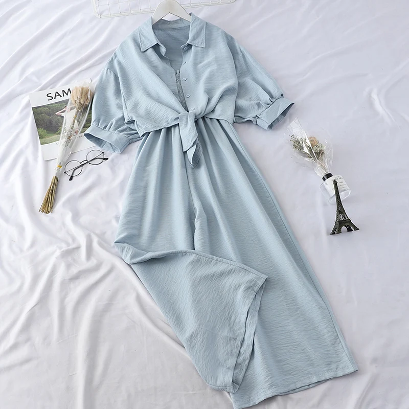 

Fashion 2 piece suit female 2019 spring summer temperament solid color bandage shirt cardigan + high waist straps Jumpsuits set