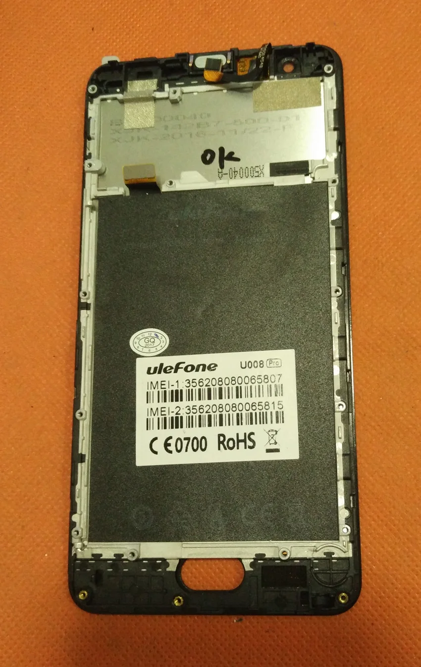Б/у Оригинальный сенсорный экран и ЖК-дисплей + рамка для UleFone U008 Pro MT6737