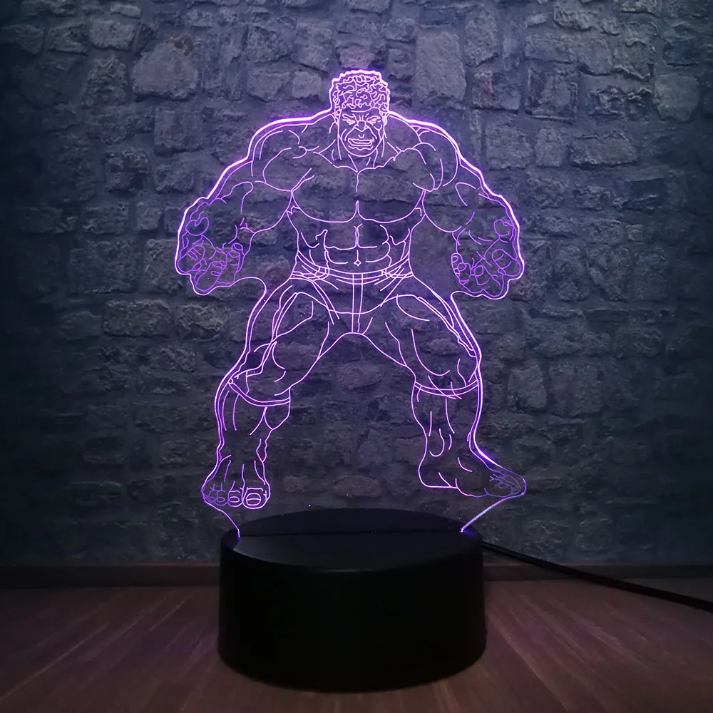 Фильм Marvel фигурка Халк Мститель Супер герой мстители 3D Ночник светильник RGB LED ing 7