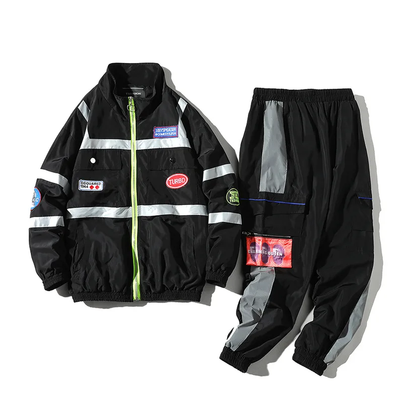 

Lover 2 Piece Tracksuit Men New Spring and Autumn Splicing Streetwear Jacket+Pant Set Hip Hop Sport Tracksuit