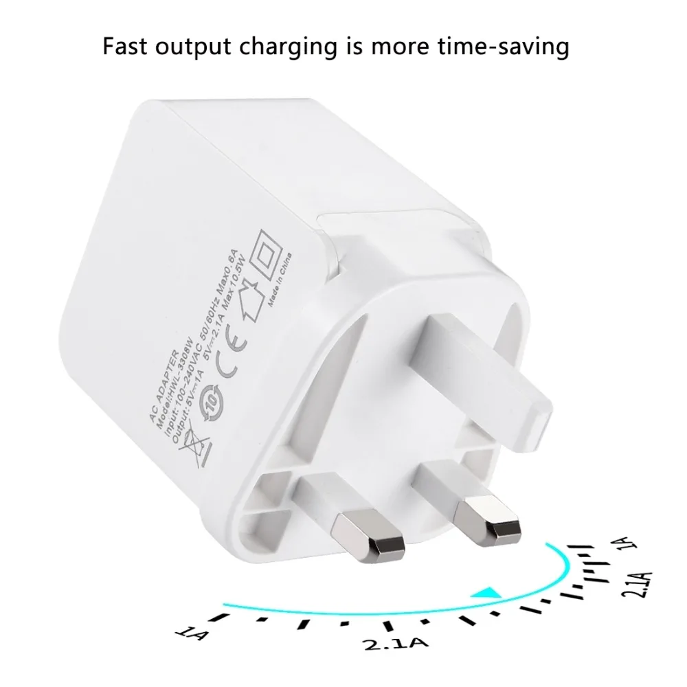HAWEEL 2 USB Ports 1A / 2.1A Travel Charger for iPhone 6 &amp Plus Other Mobile Phones UK Plug(White) | Электроника