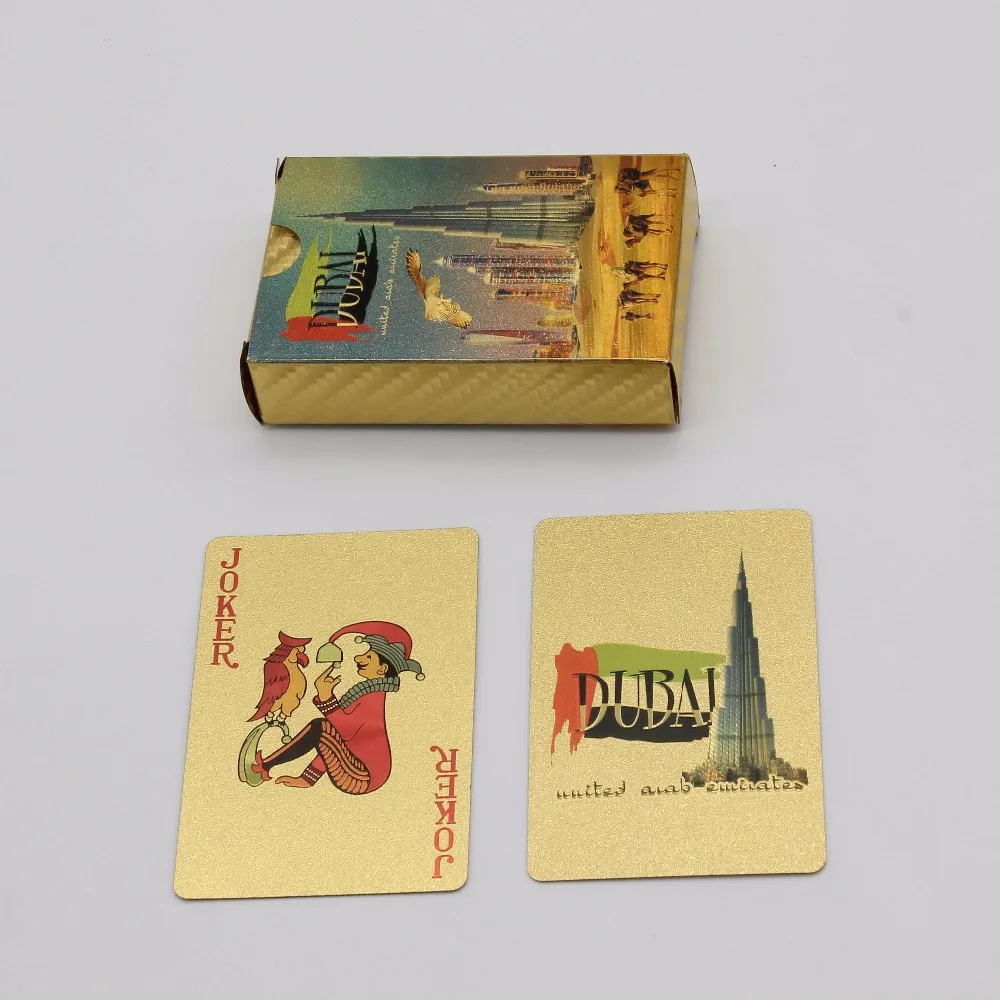 24K Gold Plated Warterproof Poker Plastic Play DUBAI Magic Card High Quality Standard Deck Playing Board Games Cards New | Спорт и