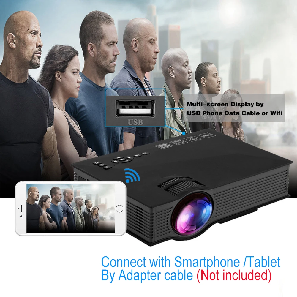 Оригинальный uc46 + WI FI HD Mini Портативный проектор 1200 люмен LED домашний Кино