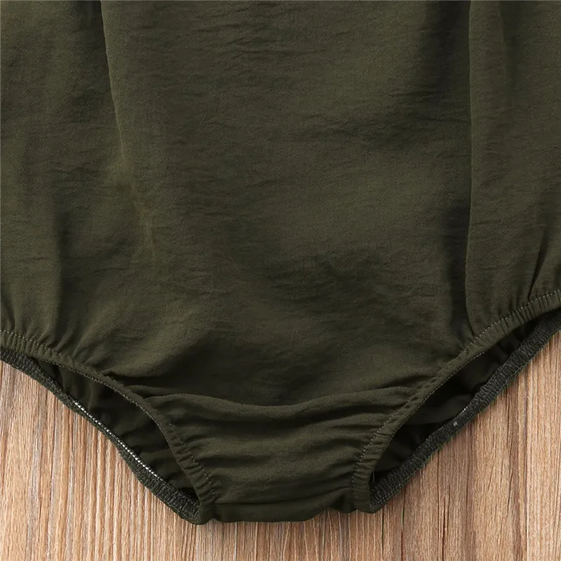 Lace Girls Clothing Cotton Ruffle Green Summer Sleeveless Buttons Outfits Clothes Infant Baby Girl Kids Jumpsuit Bodysuit | Детская