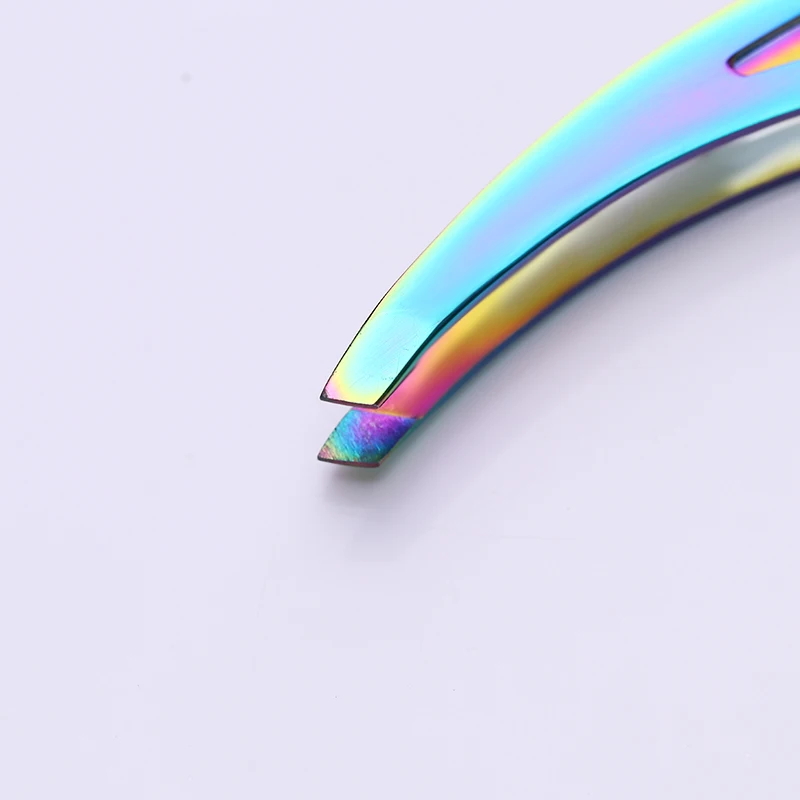 Пинцет для бровей Rainbow из нержавеющей стали плоский наконечник зажим ресниц средство удаления волос на лице