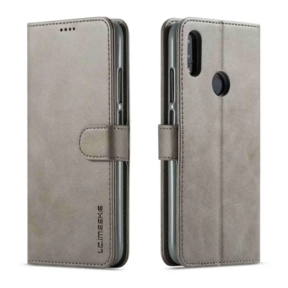 grey Чехол-книжка Mangnet для Xiaomi redmi Note 5 Pro, кожаный чехол-кошелек funda redmi 5 Plus, чехол с держателем, задняя крышка-подставка - Цвет: grey