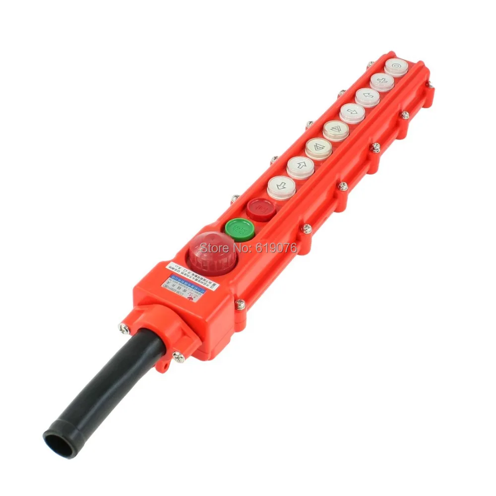 

Hoist Crane Pendant 8 Way Pushbutton Switch Up Down Rain Proof Button COB65BH