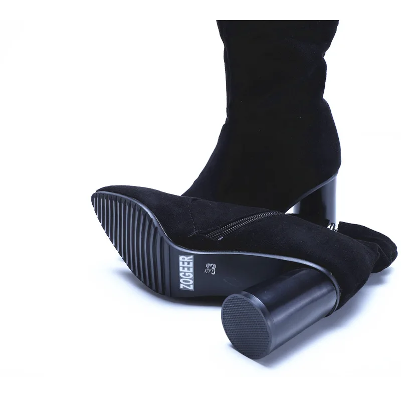 Женские ботинки носки с острым носком на Высоком толстом каблуке|fashion boots|fashion women