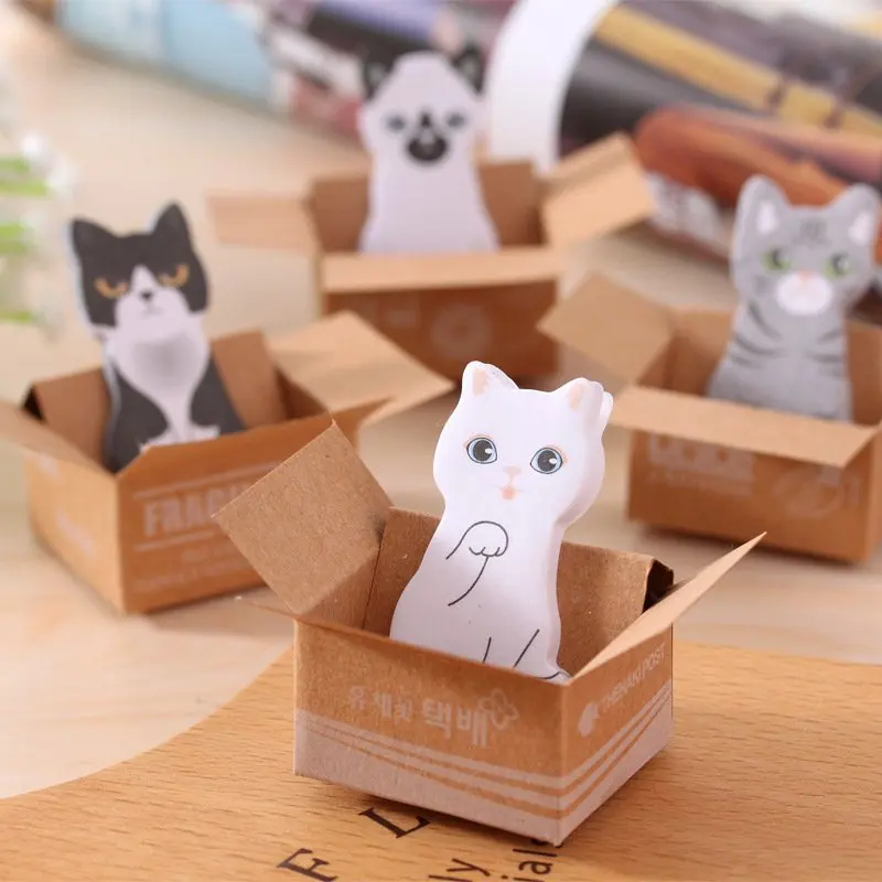 3D Kawaii Cat Dog Box Stickers Cute Cartoon Korean Stationery Sticky Notes Office School Supplies Memo Pad Scrapbooking |