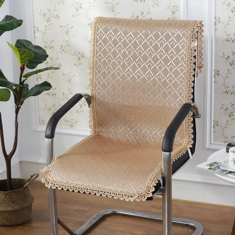 Simple Grid Print Chair Cushion Mat With Lace Decor Office Computer Seat Removable Pad Adult Cushions 1pcs | Дом и сад