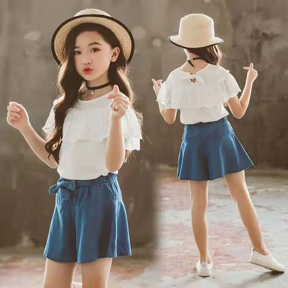 Купи 2019 Baby Girls Sets Summer White Color t-shirt Dress 2Pcs/Set Clothes Casual Girl Set Age 3 4 5 6 7 8 9 10 12 Children Suit за 842 рублей в магазине AliExpress