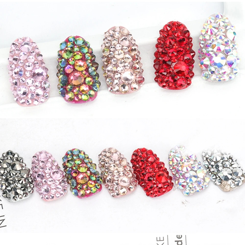 Кристалл 400 шт 60 цветов украшения для дизайна ногтей разные размеры ss4 ss12 без - Фото №1