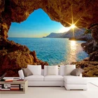 3D стерео настенное изображение, 3D стерео настенное изображение, пляж, риф, пещера, френко, гостиная, спальня, расширенный фон, 3D обои