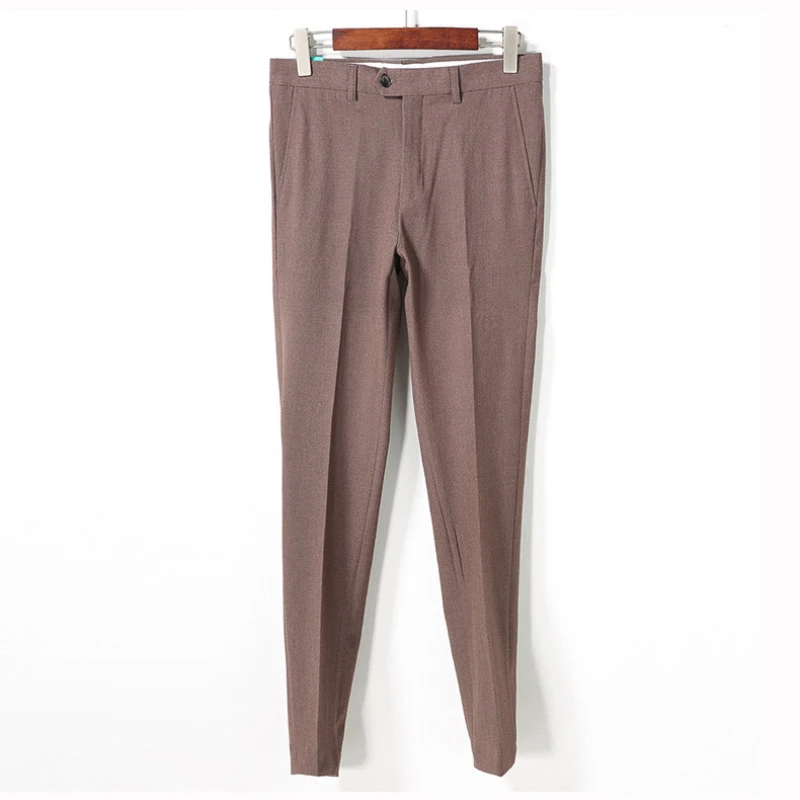 N& B брюки мужские формальные Бизнес Офис Slim Fit Брюки Для мужчин ботильоны-Длина брюки мужской классический черный костюм брюки SR42 - Цвет: SR42 Coffee Pants