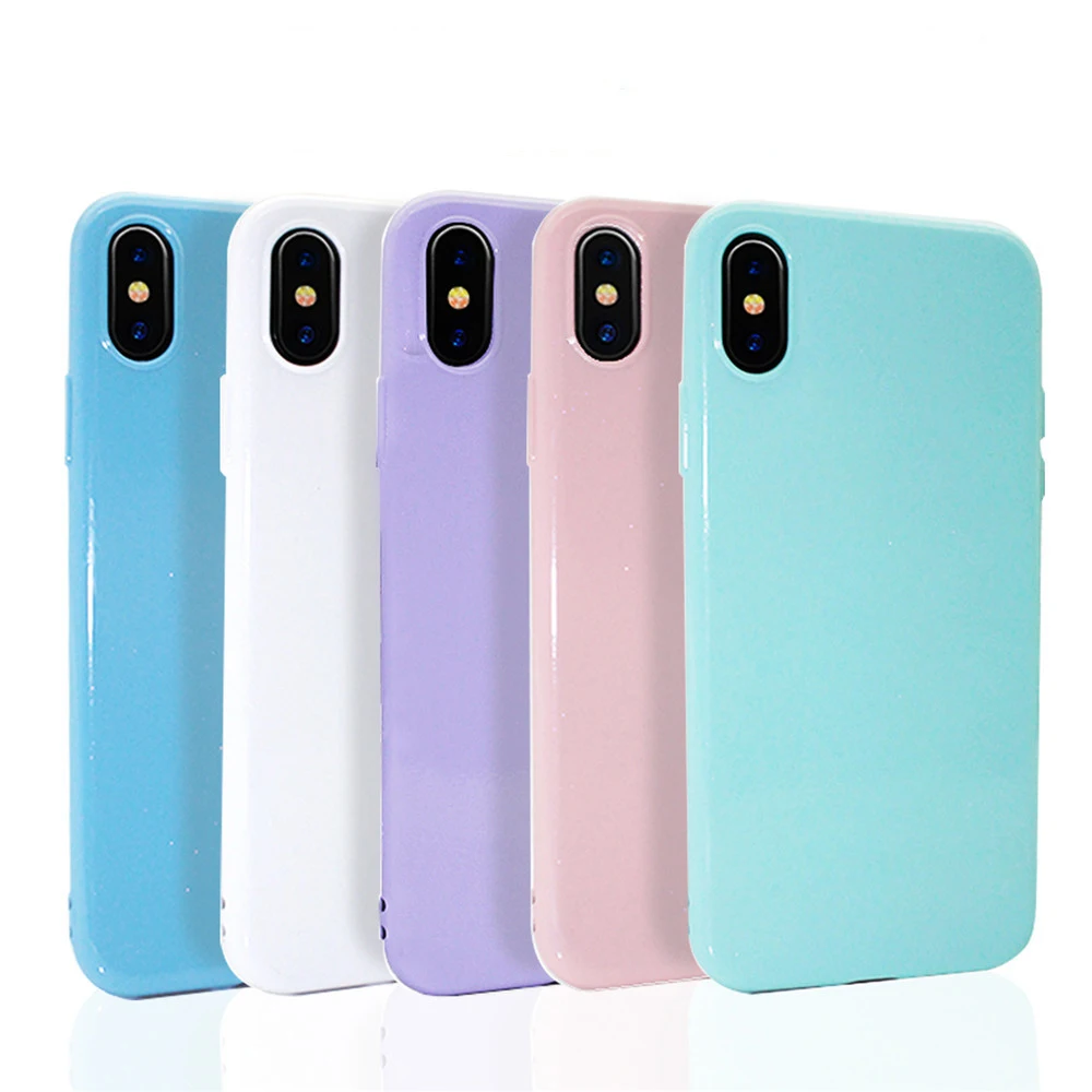 Fashion Glitter Smooth Candy Color Case for iPhone XR XS Max X Soft Silicone Cover 6 6S 7 8 Plus Bling Phone Cases |