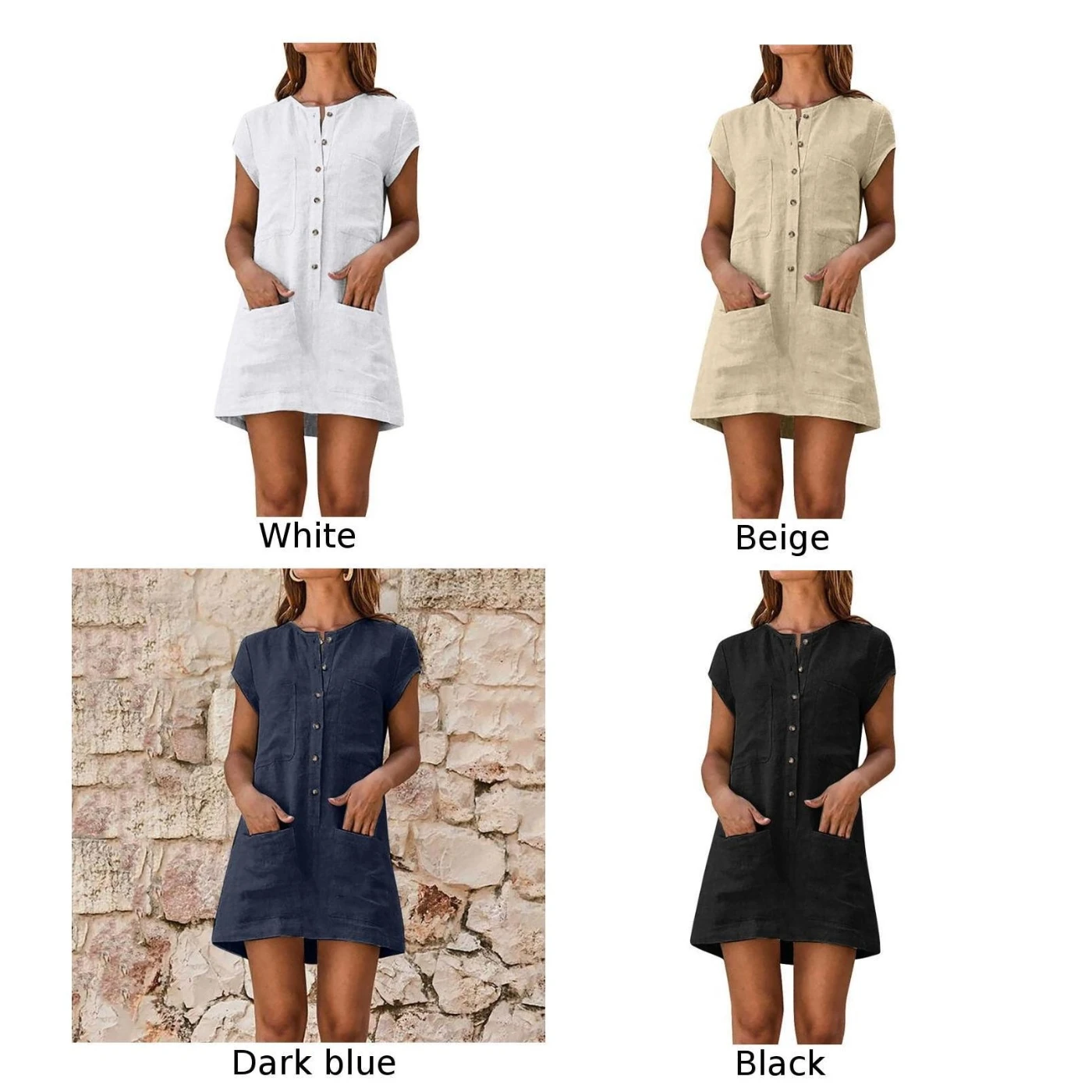 Женское платье рубашка с коротким рукавом короткое ТРАПЕЦИЕВИДНОЕ ПЛАТЬЕ