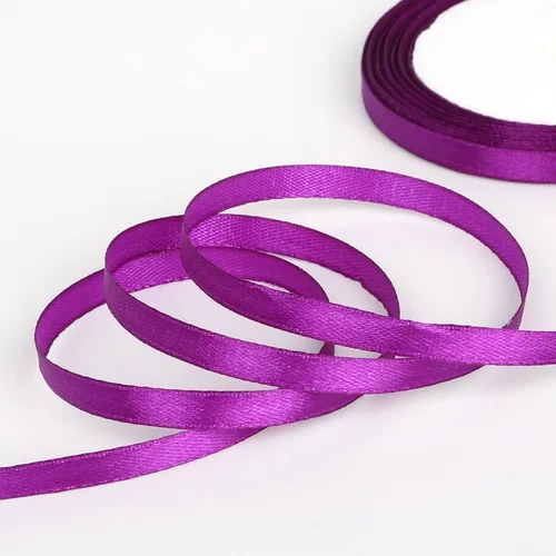 Purple Длина 7 мм ширина атласная лента для DIY лук Ремесло Декор Свадебная вечеринка для упаковки подарков принадлежности для скрапбукинга 25 ярдов - Цвет: Purple