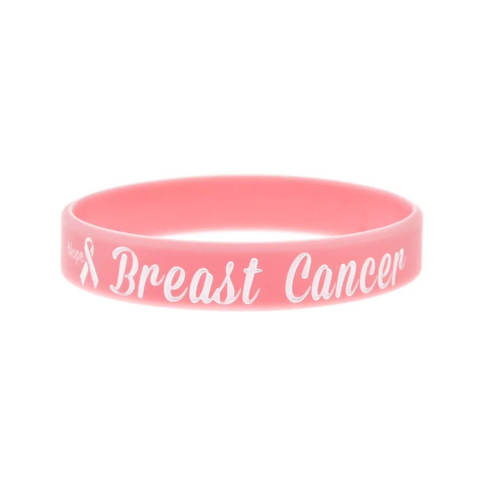 PBR154(1) Новое поступление силиконовый браслет с надписью Hope Pink Ribbon для