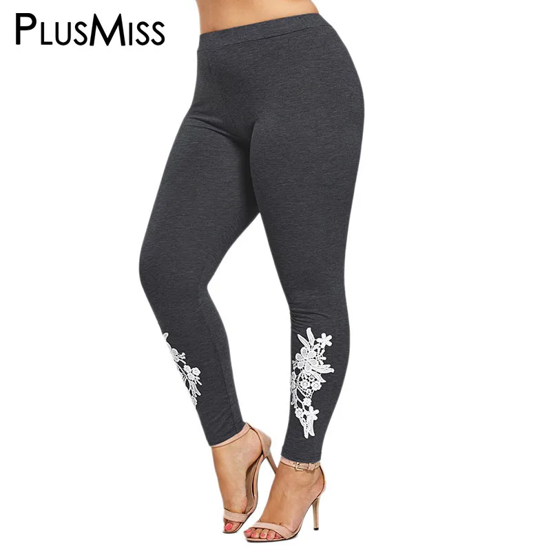 PlusMiss плюс размеры 5XL 4XL вязаный крючком узкие леггинсы для женщин большой фитнес