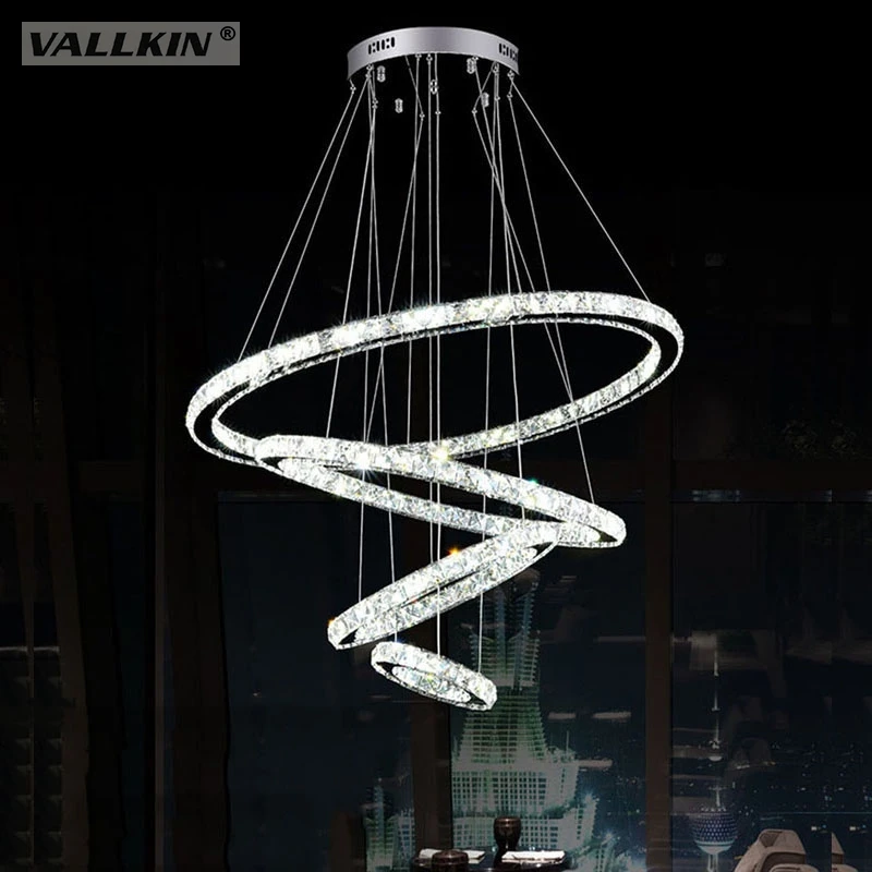 Современное светодиодное кольцо для столовой подвесной светильник Хрустальный