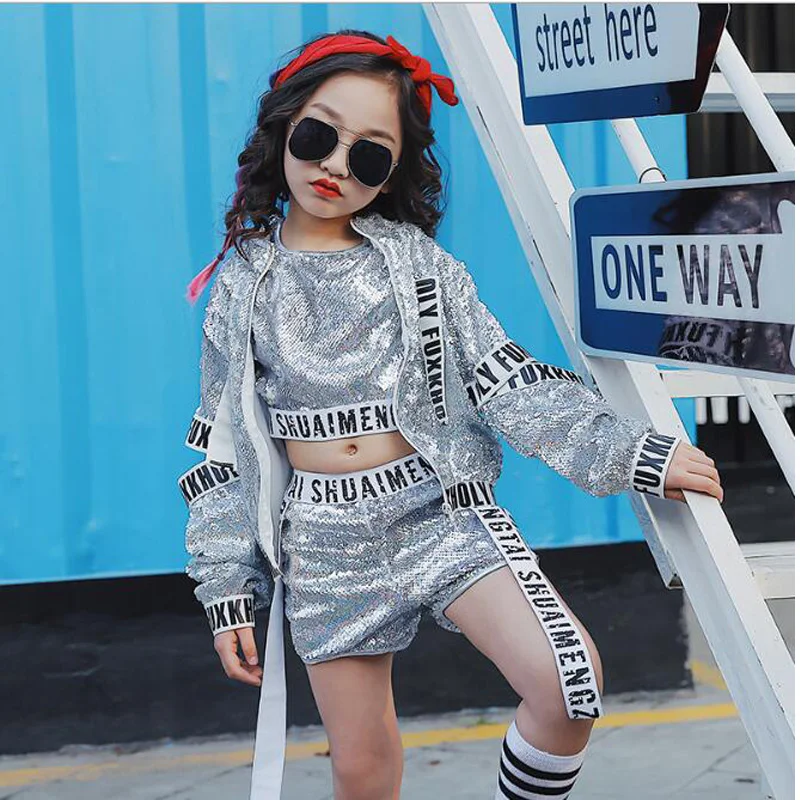 Детские танцевальные костюмы с блестками танцевальный костюм в стиле хип хоп для