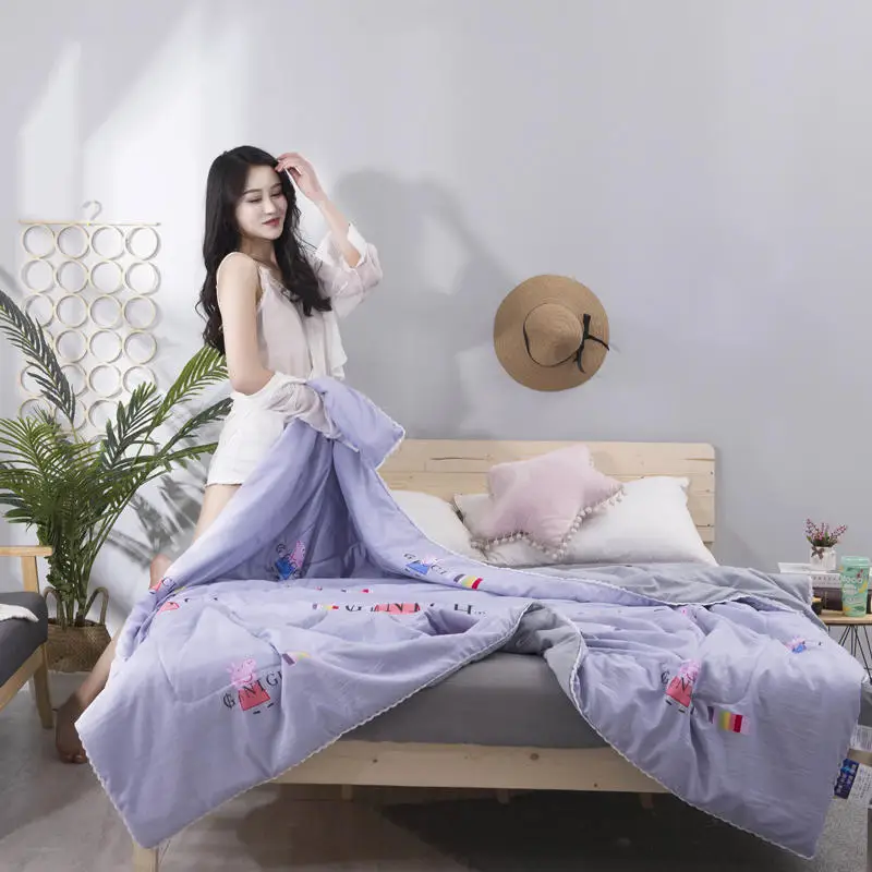 Leaf Pattern Soft Skin-friendly Summer Duvet Washed Cotton Thin Quilt Children Adults Duvet Pillowcase Wholesale(200x230cm