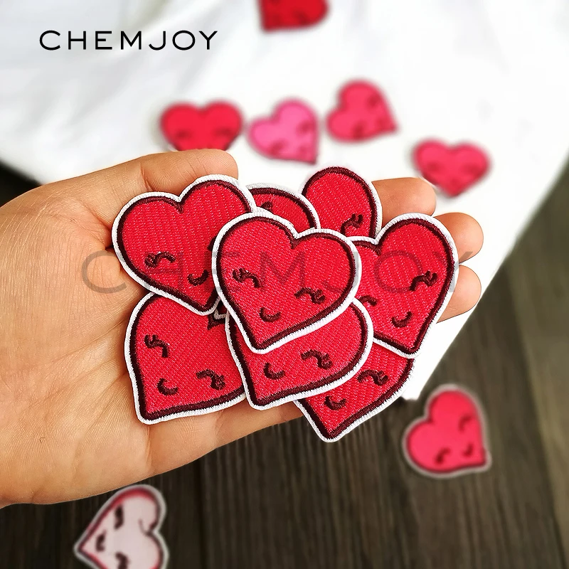 10 шт. улыбка сердце патчи для глажения Прошитые небольшие аппликации детей