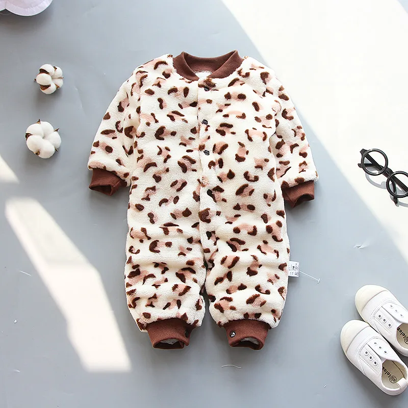 BibiCola 2018 Baby girls rompers plus velvet full sleeve o-neck loose stretchy clothes for bebe boys infant thermal new clothing | Мать и