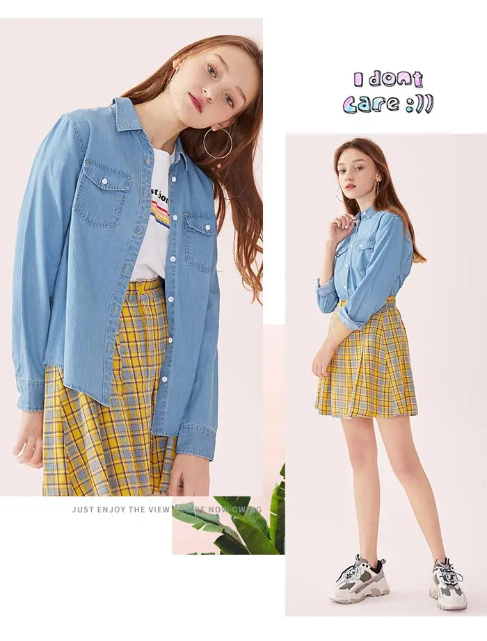 SEMIR Женская клетчатая рубашка из хлопка с воротником, рубашка с вышивкой, зауженная Талия, длинная на спине, пуговицы на манжетах