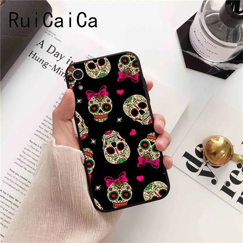 Ruicaica Цветочный Череп Модный Роскошный уникальный дизайн чехол для телефона iPhone 5