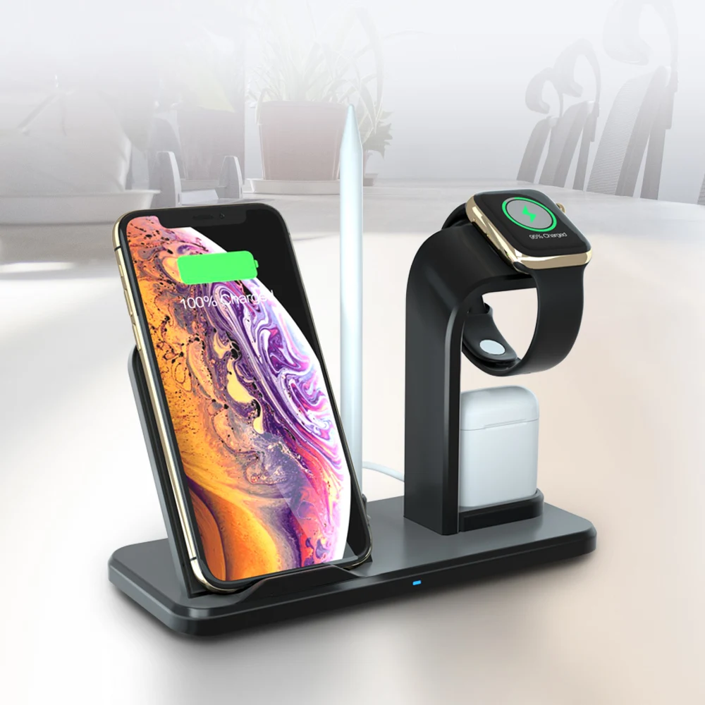 Беспроводное зарядное устройство Qi 3 в 1 подставка для Apple Watch Series 5 4 2 Iphone 11 Pro Max XS MAX