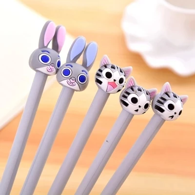 10pcs Cheese cat Modelling gel pen Cartoon stationery Blue rabbit 18cm long free shipping