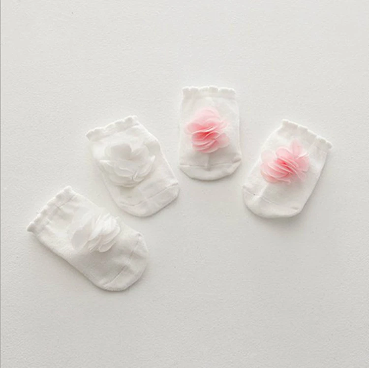 От 0 до 2 лет носки для малышей с объемными кружевными цветами младенцев