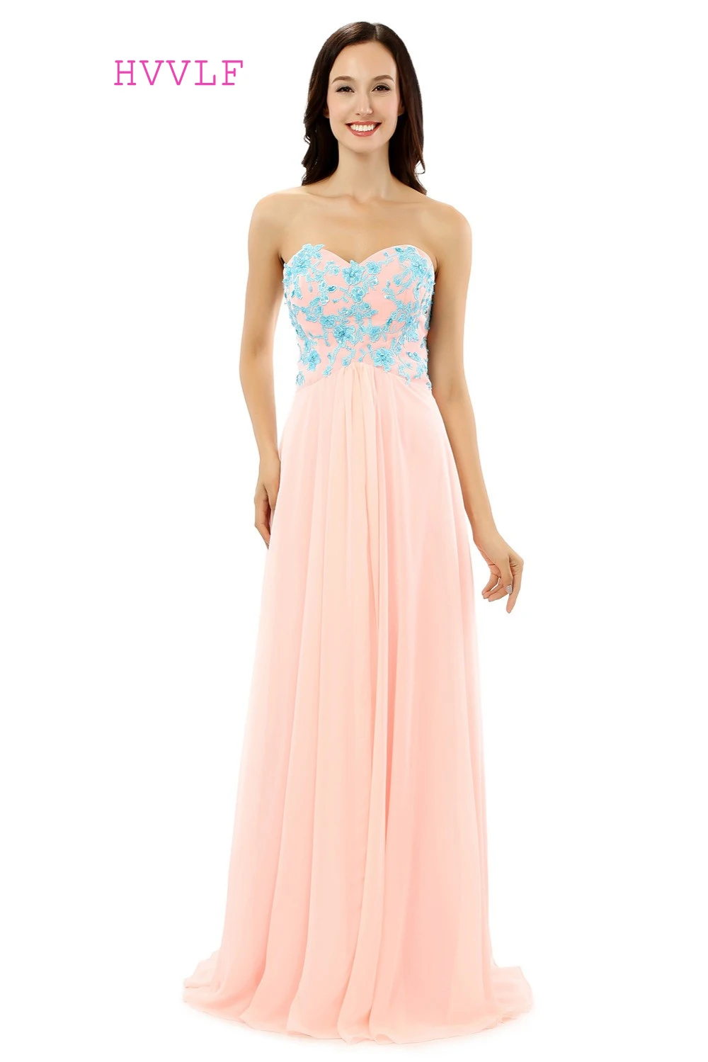 

Pink Robe De Soiree A-line Sweetheart Chiffon Appliques Lace Formal Women Long Prom Dresses Prom Gown Evening Dress