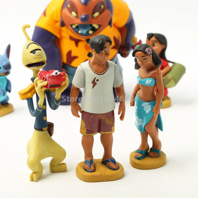 Новинка "Лило и Стич" игрушки Лило с Scrump стежка Jumba Pleakley Nana Pelekai Давид Kawena 6 шт. набор мини-ПВХ фигура игрушка детский подарок