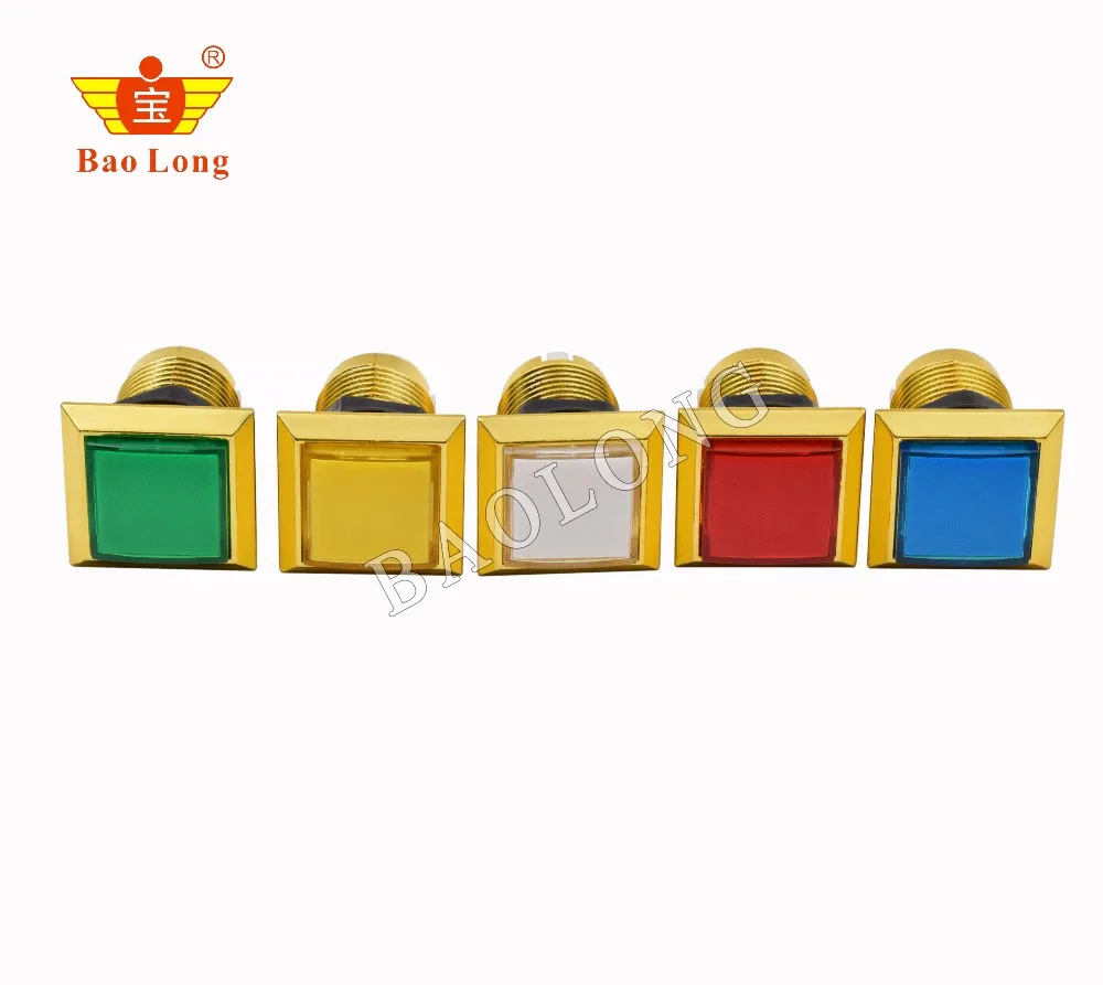 32 мм квадратная хромированная подсветка 12В LED старт Аркады Кнопка с