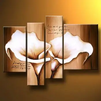 

4pcs Hand Painted Oil Painting Callas Full Of Subtlety-Modern Flower Canvas Wall Art-Floral Wall Pictures for Living Rooms