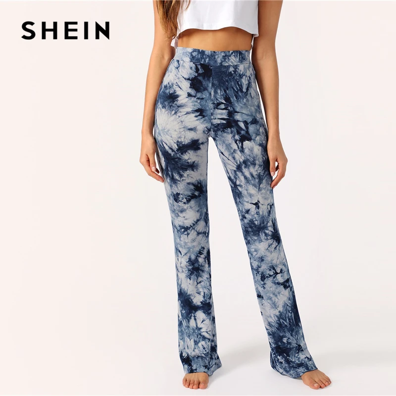 SHEIN Модные Брюки С Широкой Талией, Брюки С Контрастным Принтом, Спортивные Брюки