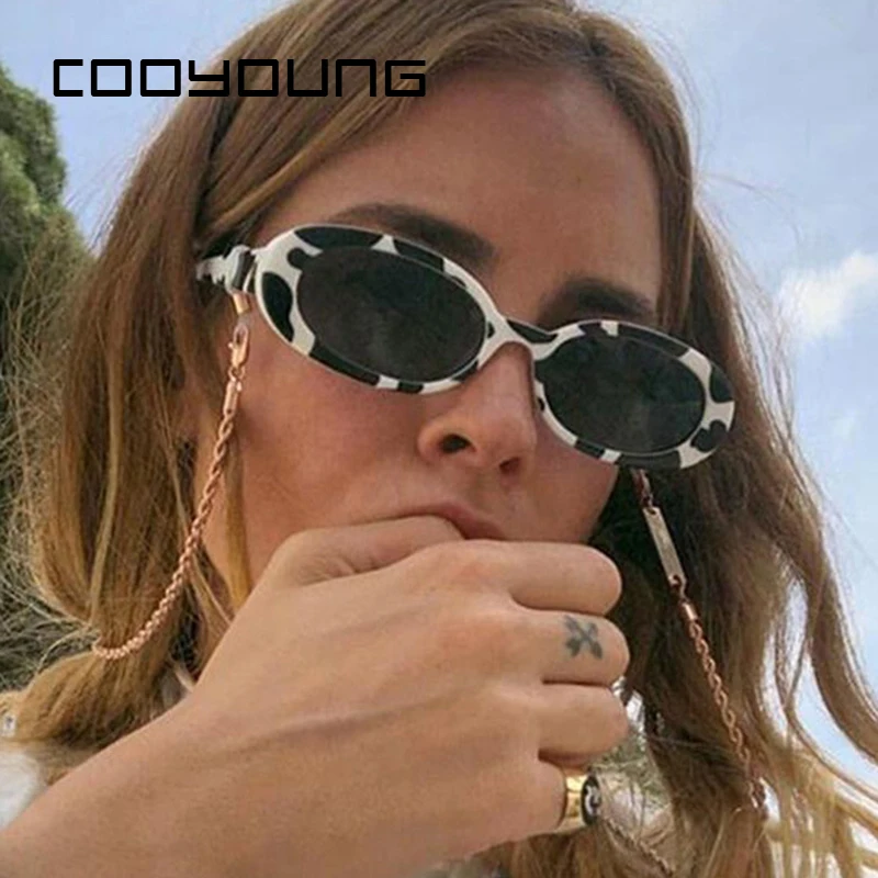 COOYOUNG Oval Sunglasses Women Retro Brand Designer Vintage Ladies Cat Eye Pink Sun Glasses UV400 | Аксессуары для одежды