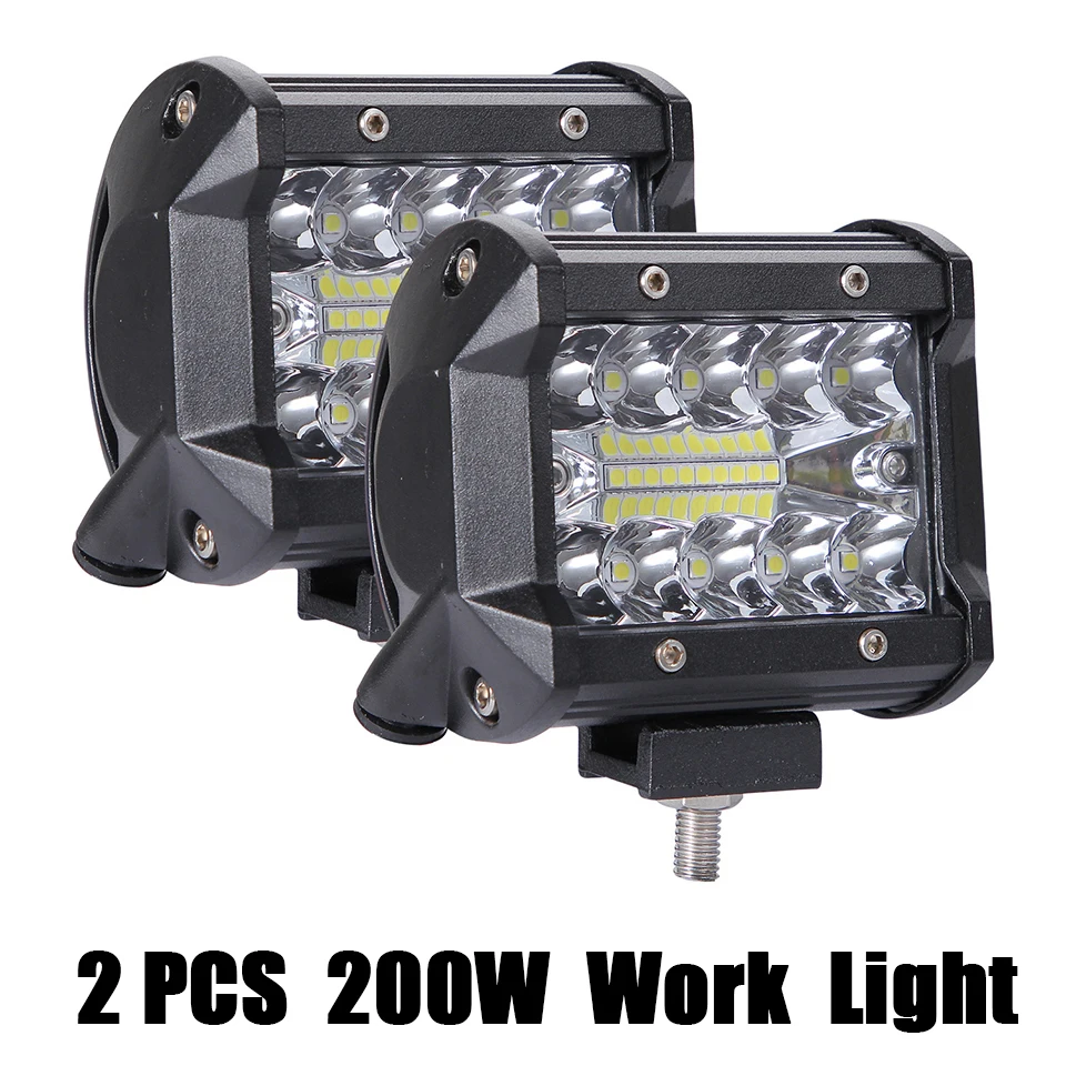 2pcs 200W Work Light Светодиодный рабочий светильник 4, 5, 7 дюймов, Светодиодный точечный светильник для внедорожников, автомобильный головной светильник, грузовик, трактор, лодка, прицеп, 4x4, внедорожник, ATV, светодиодный светильник для вождения - Цвет: 2pcs 200W Work Light